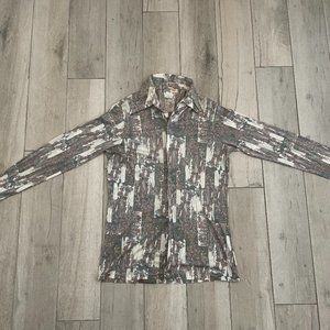 VTG Alfie California 1970s Long Sleeve Shirt Disco Button Up Greek Woman Flowers